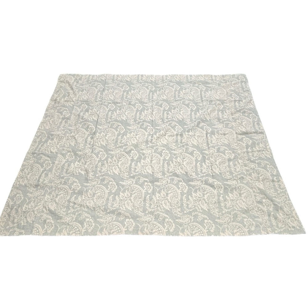 Pottery Barn Alessandra Paisley Linen Blend Shower Curtain Green/Gray GUC